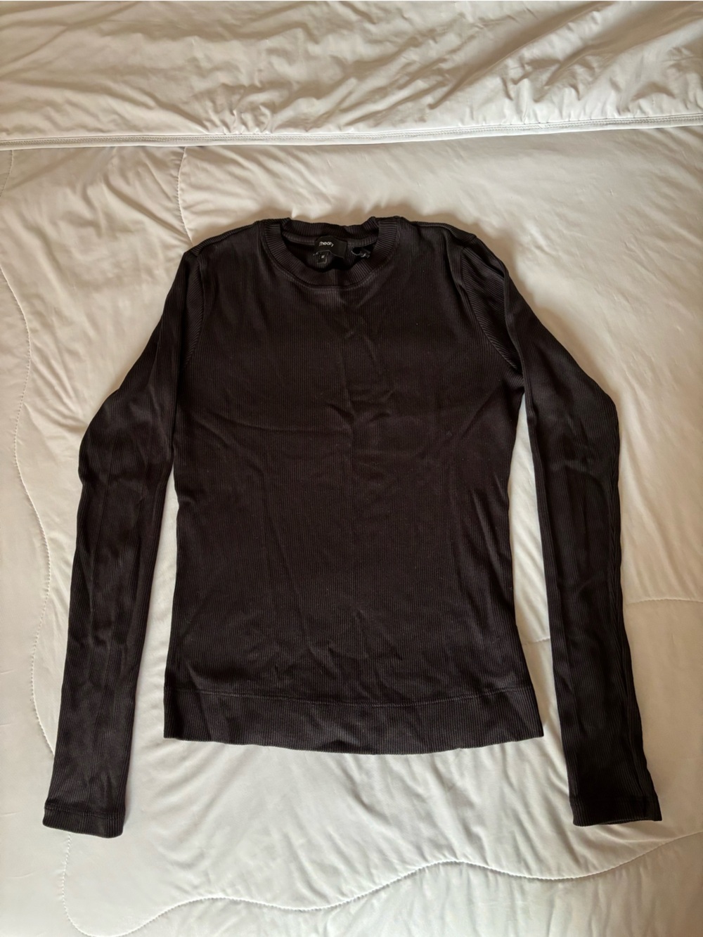 Theory Black Ribbed Long Sleeve Top